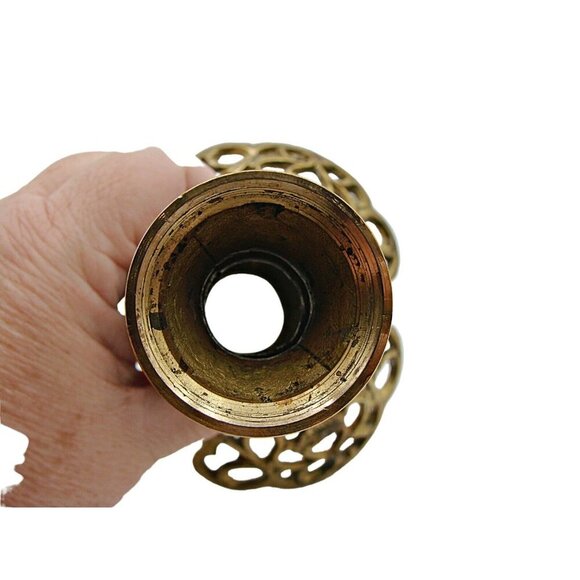 Ornate Small Brass Lamp Base Candlestick Holder Home Accents Vintage Retro 4x6" - Picture 6 of 12